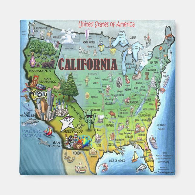Aimant Carte California USA (Devant)