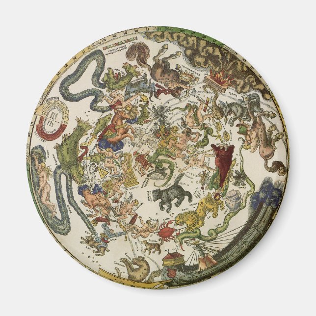 Aimant Carte céleste par Peter Apian, Astronomie vintage (Devant)
