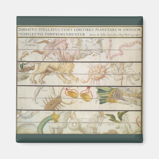 Aimant Carte céleste vintage, Astronomie par John Seller (Devant)