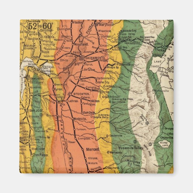 Aimant Carte climatique de Californie (Devant)