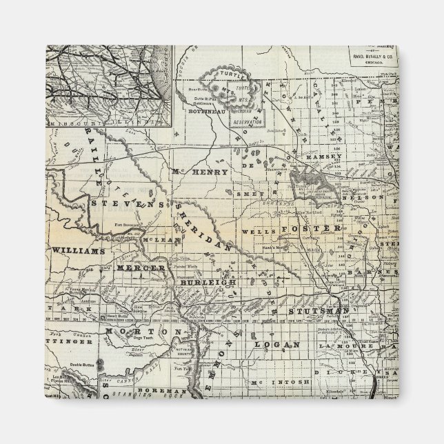 Aimant Carte correcte du Dakota (Devant)