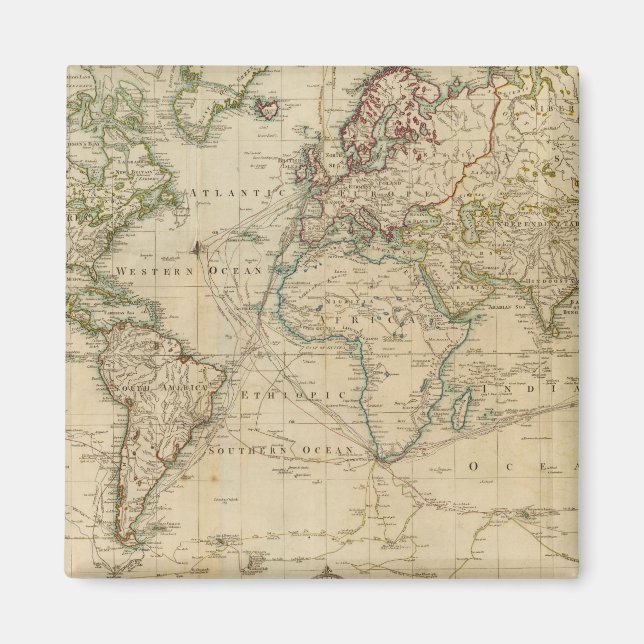 Aimant Carte couleur main du monde (Devant)