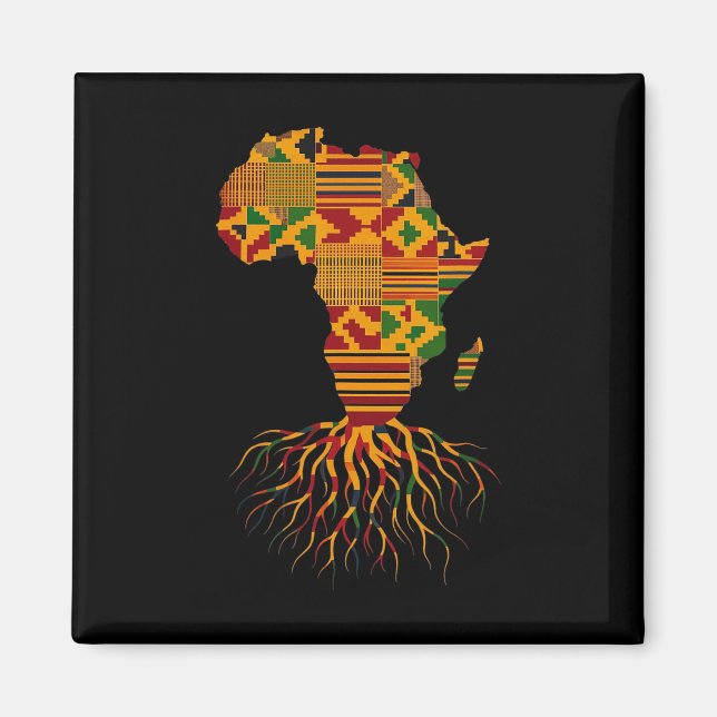 Aimant Carte d'Afrique Kente Juneteenth Afro-Américain No (Devant)