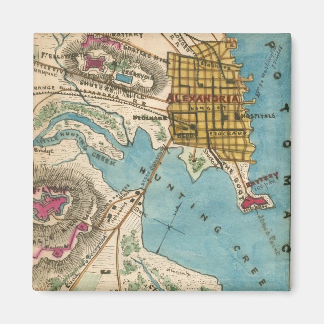 Aimant Carte d'Alexandria VA et des villes voisines (Devant)