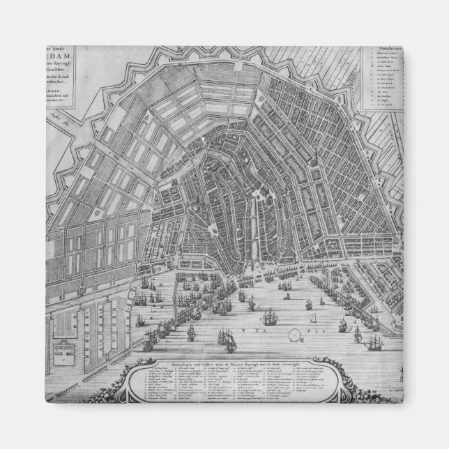 Aimant Carte d'Amsterdam, 1662 (Devant)