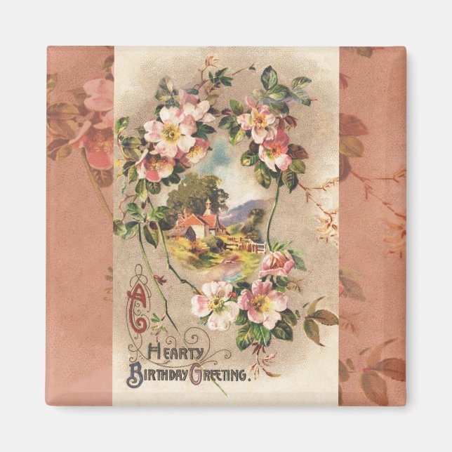 Aimant Carte d'anniversaire vintage (Devant)