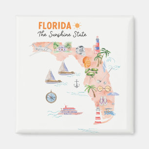 Aimant Carte d'art de l'État de Californie à l'aquarelle