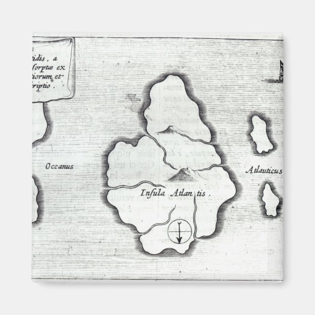 Aimant Carte d'Atlantis, de 'Mundus Subterraneus' (Devant)