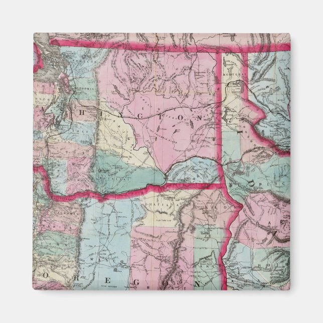 Aimant Carte de Bancroft de Oregon, Washington, Idaho (Devant)