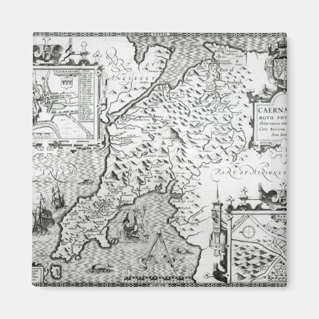 Aimant Carte de Caernarvon, 1616 (Devant)