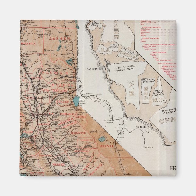Aimant Carte de Californie 2 (Devant)