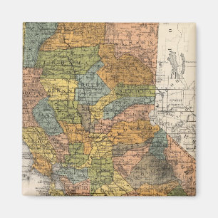 Aimant Carte de Californie montrant les cantons et les ch
