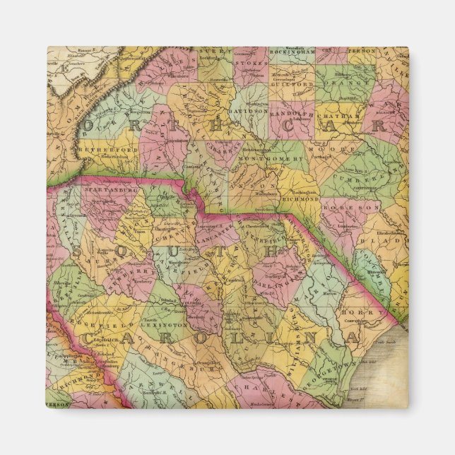 Aimant Carte De Caroline Du Nord Et Du Sud Et Géorgie (Devant)