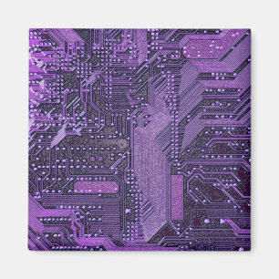 Aimant Carte de circuit imprimé cybernétique violette Tec