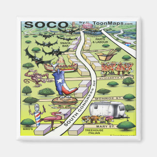 Aimant Carte de dessin de South Congress Ave ATX
