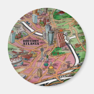 Aimant Carte de dessin du centre-ville d'Atlanta en Géorg