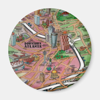 Aimant Carte de dessin du centre-ville d'Atlanta en Géorg