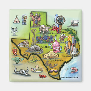 Aimant Carte de dessin du Texas