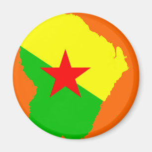 Aimant Carte de drapeau de la Guyane française FRANÇAIS