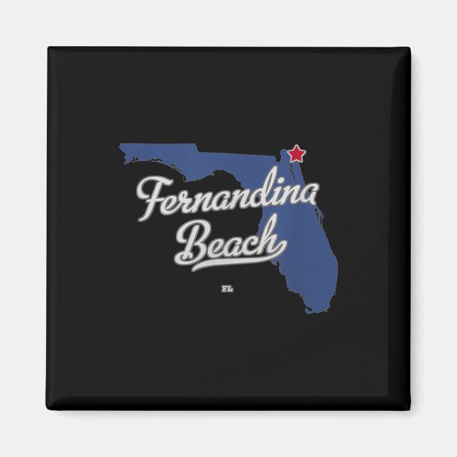 Aimant Carte de Fernandina Beach Floride Fl (Devant)