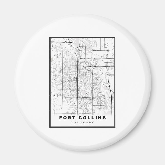 Aimant Carte de Fort Collins (Devant)