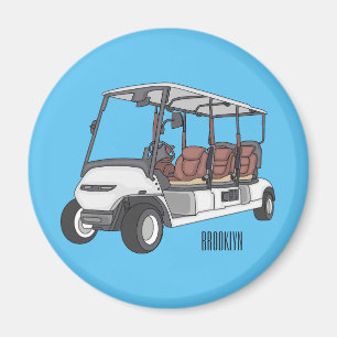 Aimant Carte de golf / dessin animé en voiturette de golf