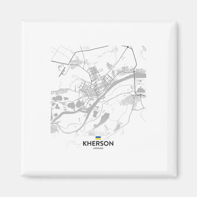 Aimant Carte de Kherson Ukraine Drapeau  (Devant)