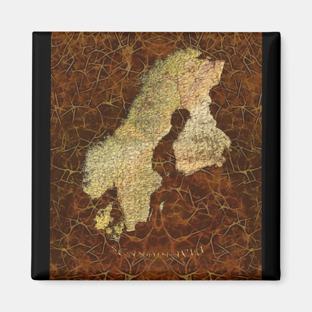 Aimant Carte de la cartographie scandinave (Devant)