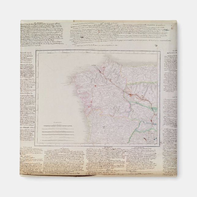 Aimant Carte de la Galice avec la route de l'armée frança (Devant)