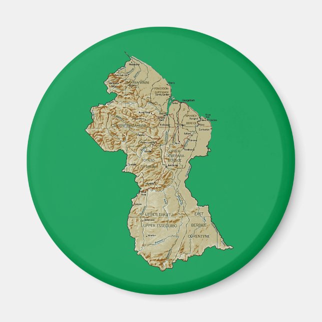 Aimant Carte de la Guyane aimantée (Devant)