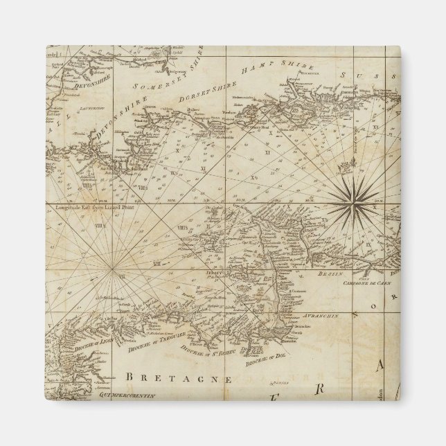 Aimant Carte de la Manche britannique (Devant)