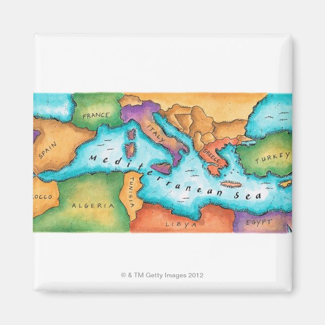 Aimant Carte de la mer Méditerranée (Devant)