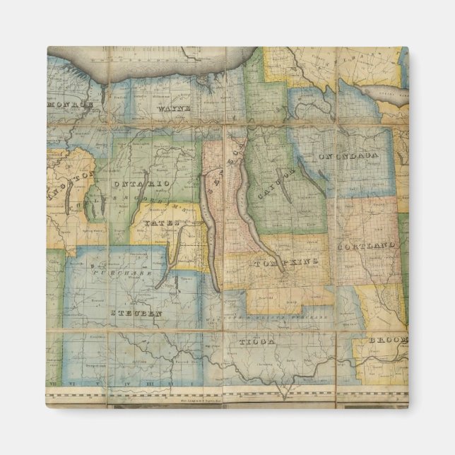 Aimant Carte de la partie occidentale de l'État de New Yo (Devant)