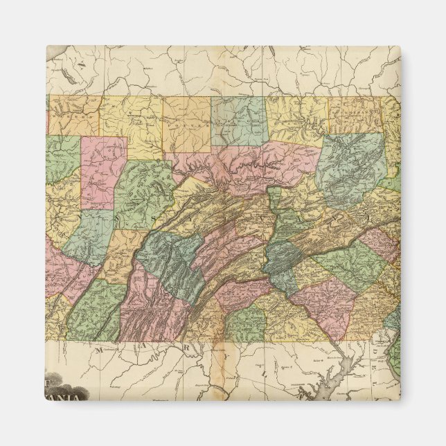 Aimant Carte de la Pennsylvanie et du New Jersey (Devant)