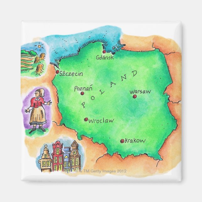 Aimant Carte de la Pologne (Devant)