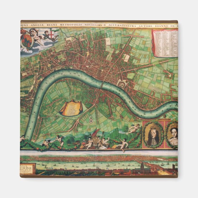 Aimant Carte de la rue antique de Londres par Johannes de (Devant)