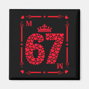 Aimant Carte de la Saint-Valentin 67 remplie de cœurs Six