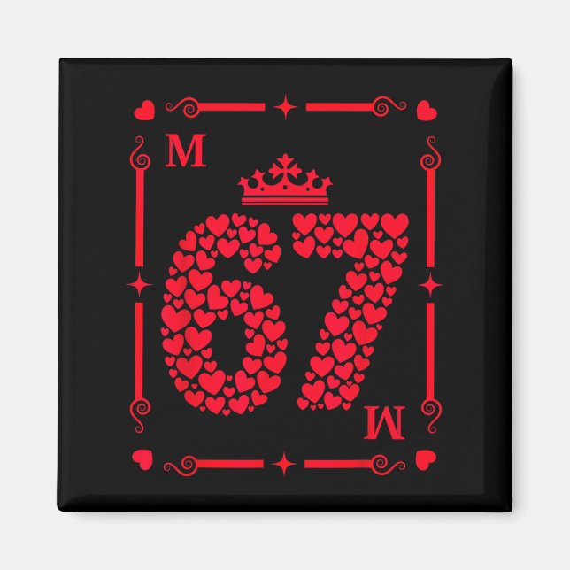 Aimant Carte de la Saint-Valentin 67 remplie de cœurs Six (Devant)