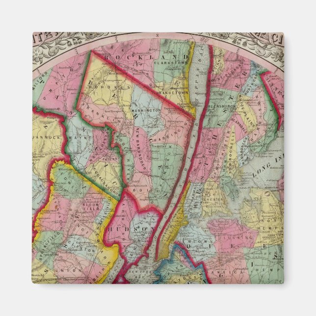 Aimant Carte De La Ville De New York (Devant)