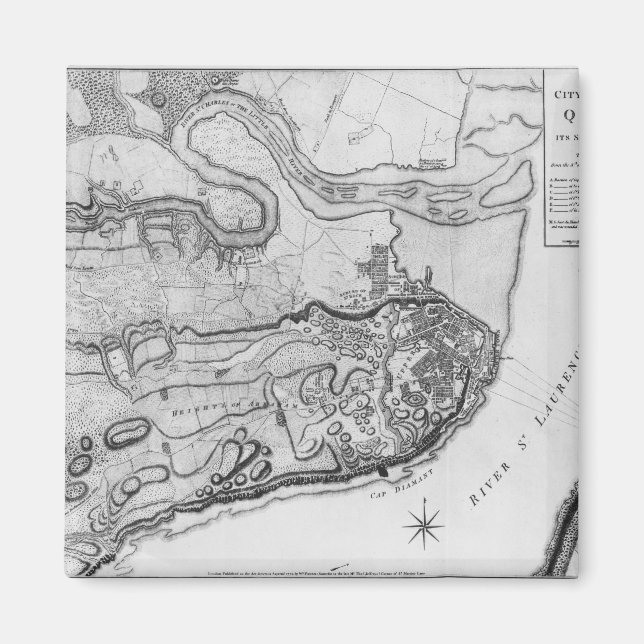 Aimant Carte de la ville et des environs de Québec (Devant)