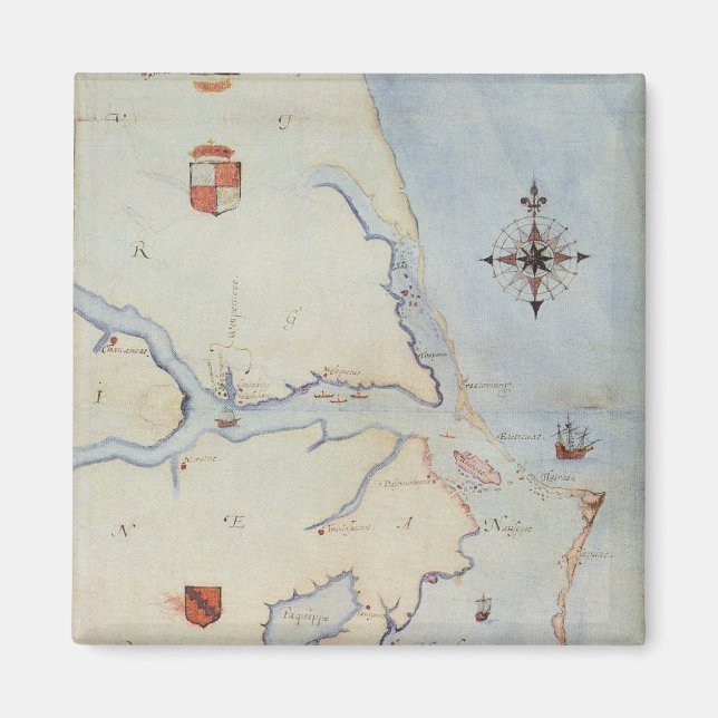 Aimant Carte de la Virginie de Raleigh (Devant)