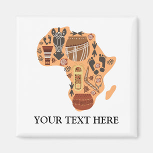 Aimant Carte de l'Afrique avec le patrimoine culturel afr