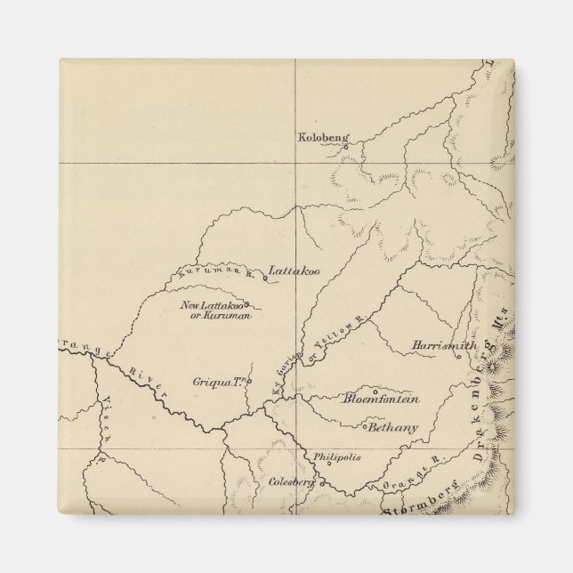 Aimant Carte de l'Afrique du Sud Lithographiée (Devant)