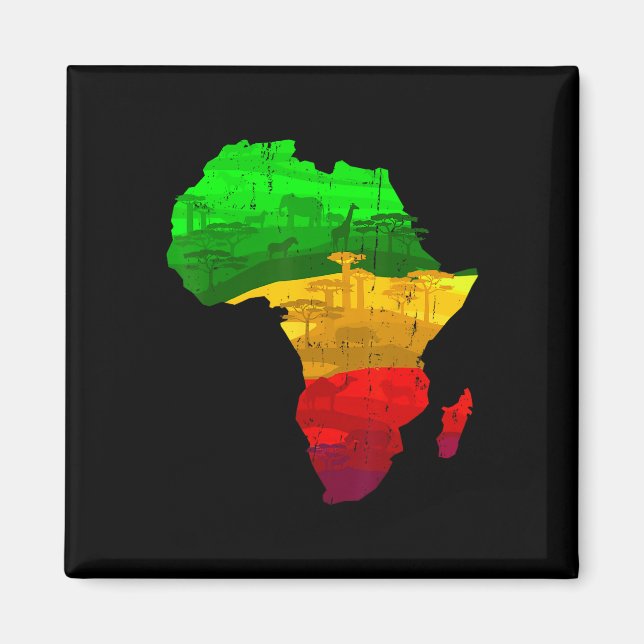 Aimant Carte de l'Afrique Fière Vert Jaune Rouge Pride Ju (Devant)