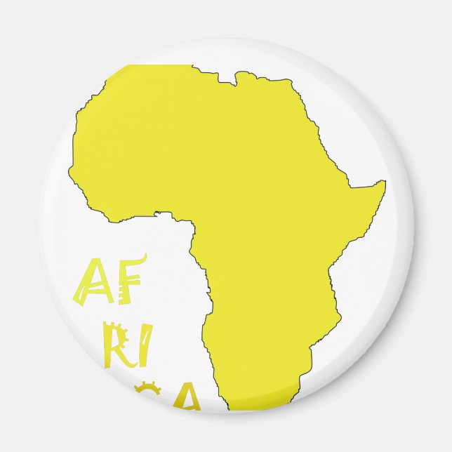 Aimant Carte de l'Afrique Jaune Funky (Devant)
