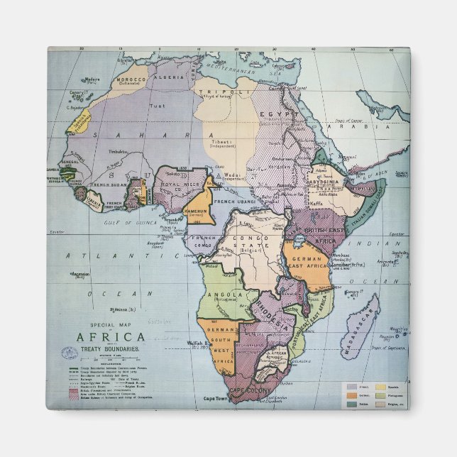 Aimant Carte de l'Afrique montrant les limites des traité (Devant)