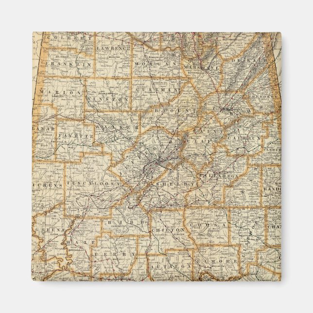 Aimant Carte de l'Alabama (Devant)