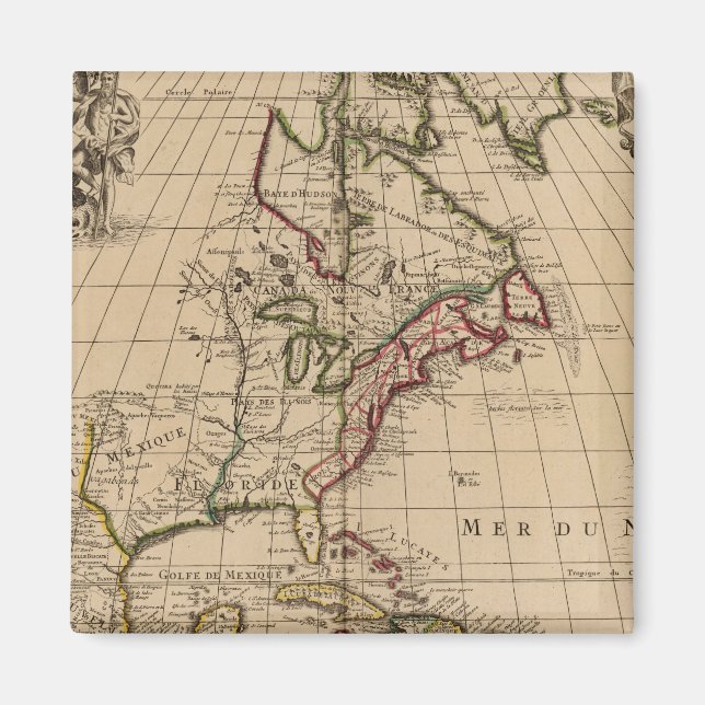 Aimant Carte de l'Amérique du Nord 2 (Devant)