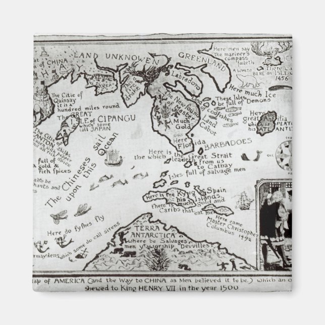 Aimant Carte de l'Amérique et des directions vers la Chin (Devant)