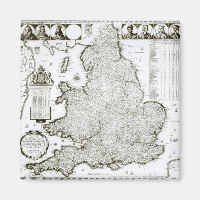 Aimant Carte de l'Angleterre et du Pays de Galles, 1644 (Devant)